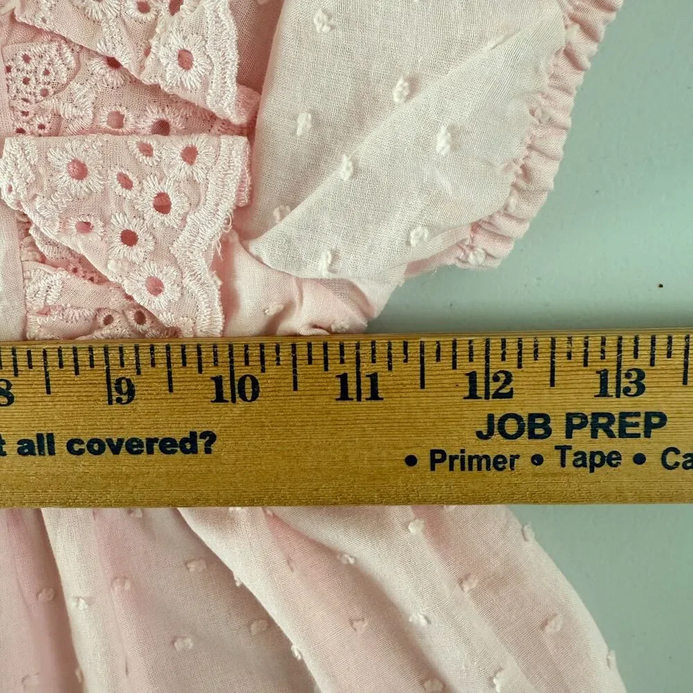 Shabby Chic Girls Pink Eyelet Ruffle Top Lined Size XS - 4 New With Tags - Picture 9 of 12